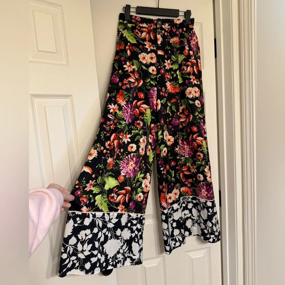 Maeve Anthropologie Women Size 4 Floral Wide Leg Pants Viscose - Picture 3 of 10